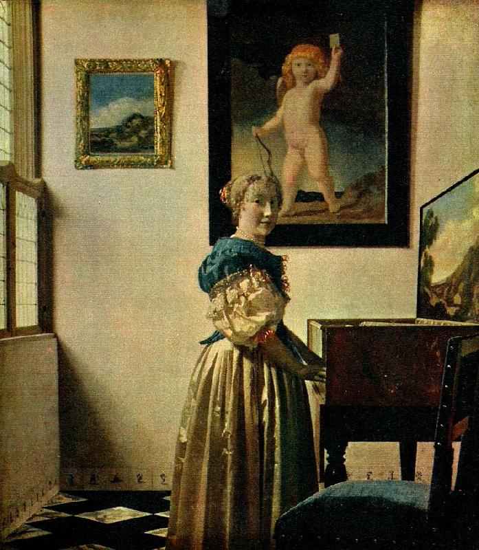 Jan Vermeer damen vid spinetten oil painting image